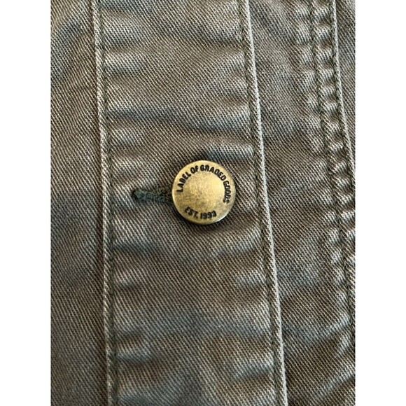 L.O.G.G. H&M Denim Jacket Womens Retro Trucker Stretch Cotton Sz: 2 Grn Blk - Picture 4 of 6